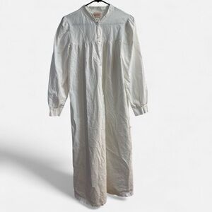 Vintage Vermont Country Store White Cotton Nightgown Women’s S/M Button Front